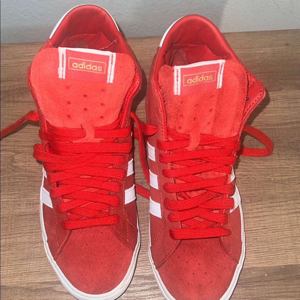 Adidas Men's Red and White Sneakers